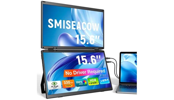 15.6" Laptop Screen Extender, 1080P FHD Travel Thin Triple Portable Monitor