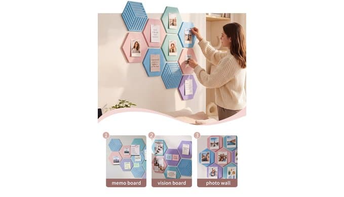 Hexagon Cork Board Tiles for Office Walls Decor 10 Pack 11.81" X 10.24" thumbnail 5