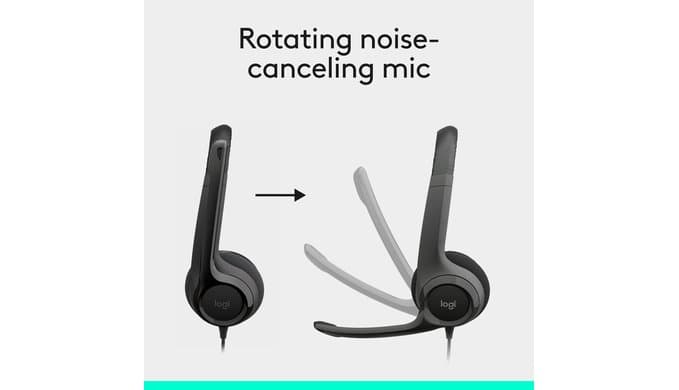 Logitech H390 Wired Headset PC/Laptop Stereo Headphones, USB-A, Black thumbnail 3
