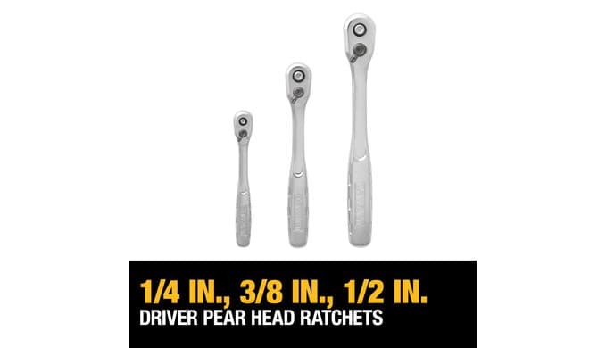 DEWALT 192 Pcs. Mechanics Tool Set, 1/2, 1/4, 3/8 Socket Set, SAE and Metric Socket Wrench Set, Hard Shell Tool Box (DWMT75049) thumbnail 3