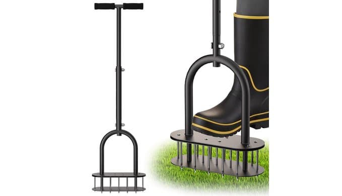 seasky Lawn Aerator, Manual Lawn Aerator Tool with Padded T-Handle, Wide Foot Plate & 15-3 Inch Solid Steel Spikes, Dual-Layer Design for Effortless Aeration in Lawn, Yard and Garden Soil thumbnail 1