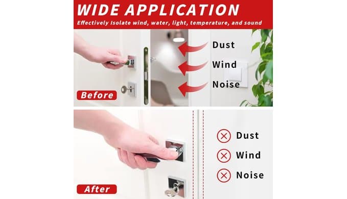 50 Feet D-Shape Rubber Weather Stripping Door Seal Strip, Fingwerk Self-Adhesive Backing Door Weatherstripping for Door Frame Insulation Large Gap, Easy Cut to Size with Tailor Scissors(Black) thumbnail 3