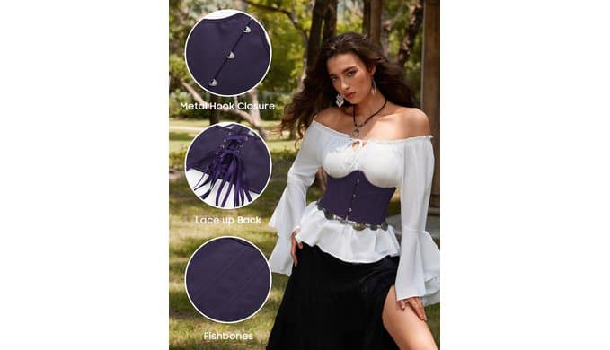 Scarlet Darkness Corset Belt for Women Underbust Renaissance Corset Vintage thumbnail 2