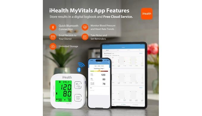iHealth Track Smart Upper Arm Blood Pressure Monitor with Wide-Range Cuff thumbnail 4