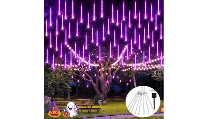 JMEXSUS Solar Halloween Lights Outdoor Purple Solar Lights thumbnail 1