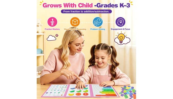 Magnetic Fraction Playbook for Kids 6-12, Visual Fraction Tiles thumbnail 3