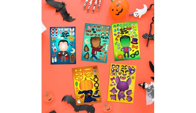 JOYIN 36 PCS Halloween Craft Stickers for Kids Party Favor, Make a Face Stickers with Designs Witch Vampire, DIY Craft Supplies for Halloween Party Game Classroom Activities Gift Goodies thumbnail 2