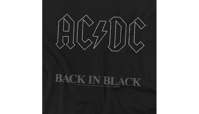 Popfunk ACDC Back in Black Logo Rock Album T-Shirt, thumbnail 2