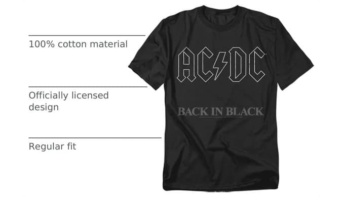 Popfunk ACDC Back in Black Logo Rock Album T-Shirt, thumbnail 4