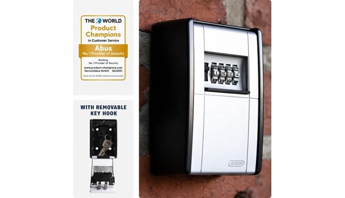 ABUS KeyGarage 787 Wall-Mount Key Lock Box, 4-Digit Combination Key Safe, Holds Up to 20 Keys or 14 Cards, Metal Key Storage Box, Black/Silver thumbnail 4