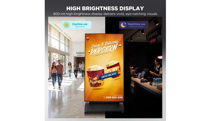 43 Inch Digital Signage Display, Screen LCD Advertising Kiosk, Portable Floor Standing Auto Ad Player Android OS App-Based Control with USB/HDMI/WiFi thumbnail 5