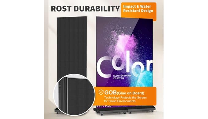 80" Seamless Splicing LED Display, Foldable Poster Screen with P1.86 Digital Signage Display LED Totem with USB/HDMI/WiFi/Remote thumbnail 3