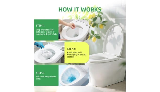 Toilet Bowl Cleaner Tablets 30 Big Pack Lemon Scent thumbnail 4