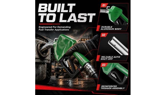 3/4" NPT Automatic Fuel Nozzle with Hook, Gas Pump Handle Fuel Nozzle with 3-speed Padlock (9-16 GPM) for Gasoline, Diesel, Biodiesel up to B20, E15 & Kerosene thumbnail 5