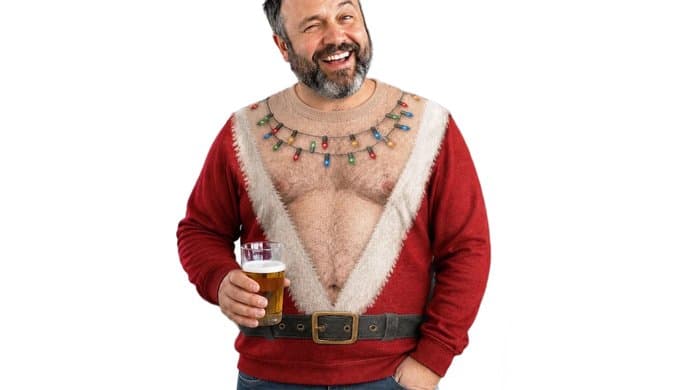 Ugly Christmas Sweater for Men 3D Funny Hairy Chest Sweatshirts thumbnail 1