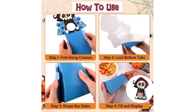 woric 24 Pcs Halloween Treat Boxes with Window, 8 Designs Party Favor Boxes thumbnail 3