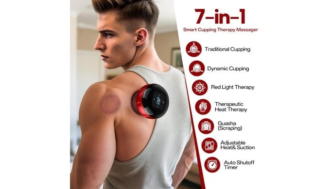 2 Pack Cupping Set, 7-in-1 Smart Cupping Therapy Massager. Red Light Cupping Therapy Set with 2 Modes for Targeted Muscle Soreness,Tighter Skin,Cupping Kit with 20 Levels Suction and Heat and Gua Sha thumbnail 5