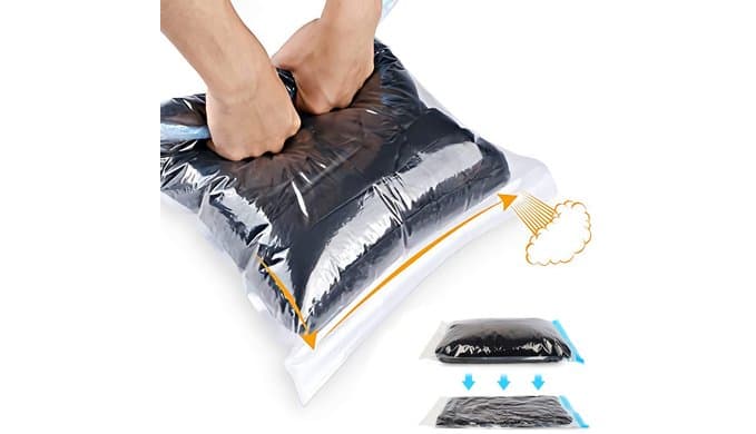 Compression Bags - Travel Accessories - 10 Pack Space Saver Bags - No Vacuum or Pump Needed - Vacuum Storage Bags for Travel Essentials - Home Packing-Organizers (Blue)