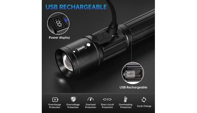Rechargeable Flashlights 2 Pack Super Bright High Lumens Flashlight thumbnail 3