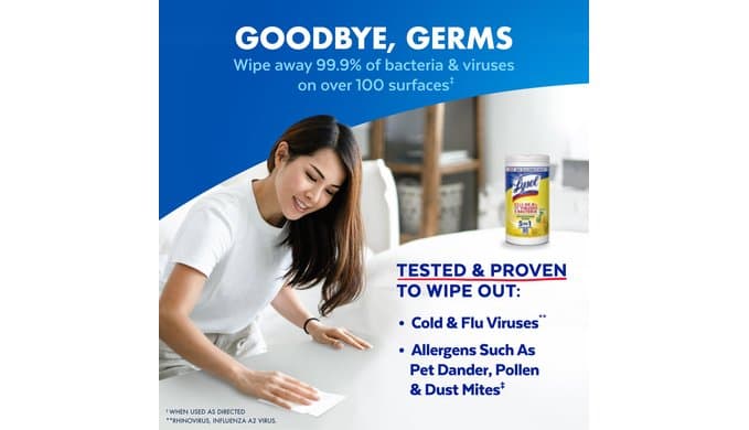 Lysol Disinfecting Wipes, Cleaner, Lemon + Mango + Linen, 80 ct. (4 Pack) thumbnail 2