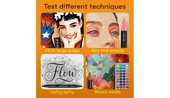 ARTISTRO 36 Dual-Tip Acrylic Paint Marker Pens for Drawing thumbnail 5