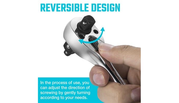 DURATECH 3-IN-1 Ratchet Handle, 1/4 ", 3/8 ", 1/2" Drive Ratchet Wrench thumbnail 4