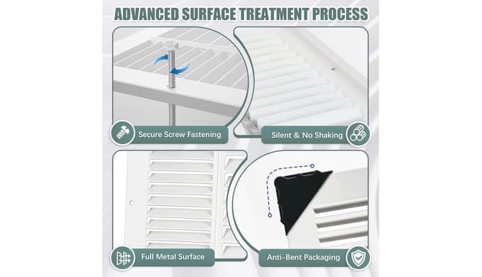 14x6 Air Return Vent Cover, White Heavy-Duty Steel Return Air Grille,2-Pack thumbnail 3