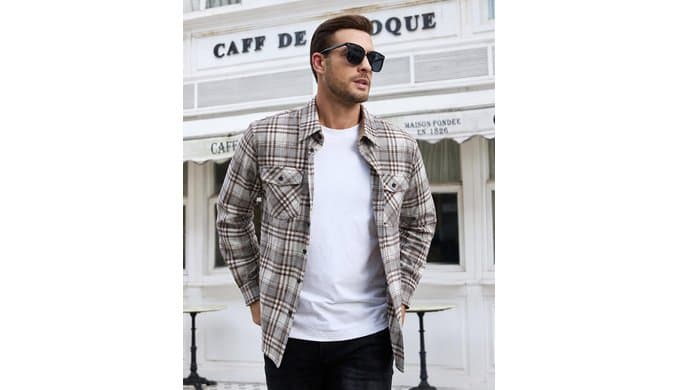 Ntrlv Mens Flannel Long Sleeve Button Down 100% Cotton Plaid Shirt thumbnail 5