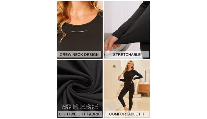 Ekouaer Thermal Underwear for Women Long Johns Sets Lightweight Base Layer thumbnail 4