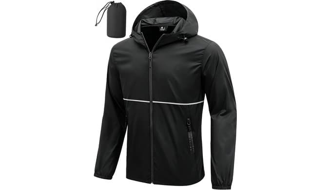 ZITY Men's Rain Jacket Waterproof Lightweight Packable Raincoat
