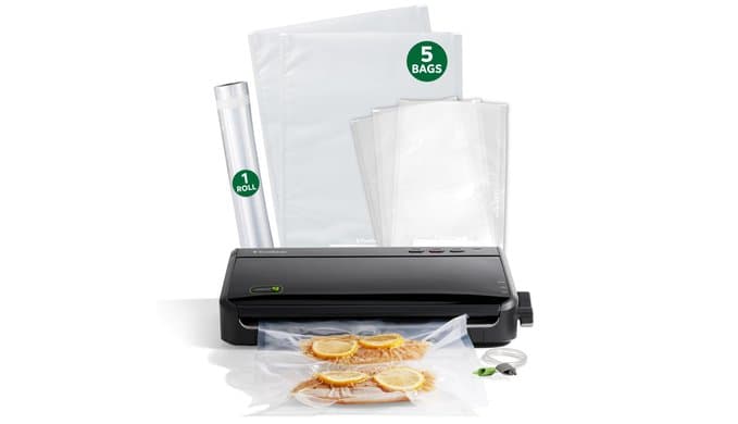 FoodSaver Vacuum Sealer Machine, Automatic Bag Detection, Sous Vide Friendly, with sealer bags, roll, handheld vacuum sealer, black thumbnail 1