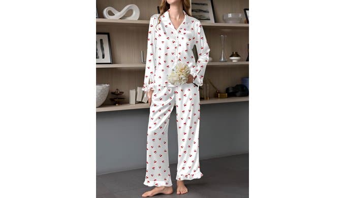 Ekouaer Satin Pajamas for Women Silky Long Sleeve Button Down Pajama Sets thumbnail 3