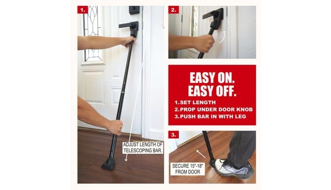 Securityman 2-in-1 Door Security Bar & Sliding Patio Door Security Bar - Constructed of High Grade Iron - Black thumbnail 4