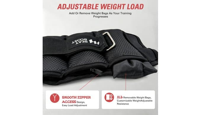 Ankle Weights Adjustable 10lb for Women Men thumbnail 3