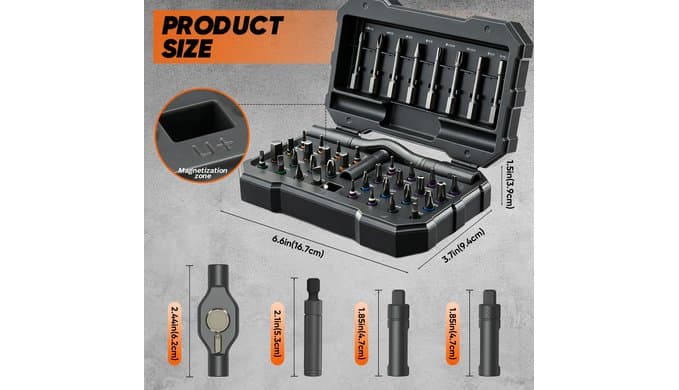 Saker 42-in-1 Magnetic Ratchet Screwdriver Set With T-Handle Grey thumbnail 2