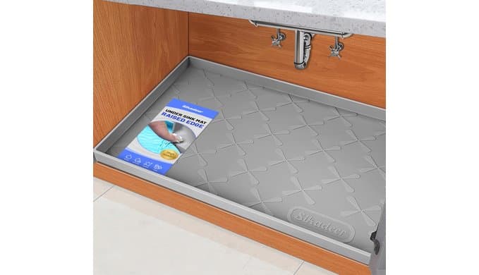 Waterproof Under Sink Mat 34" x 22", Silicone Mat Kitchen liner thumbnail 1