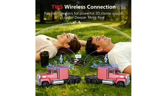 Truck Bluetooth Speaker, Mini Truck Speaker with TWS Stereo thumbnail 3