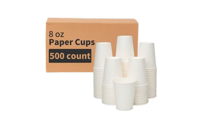 RACETOP 8 oz 500 Pack Disposable Paper Coffee Cups, Disposable Paper Cups, Hot Coffee Cups for Office, Party, Home thumbnail 1
