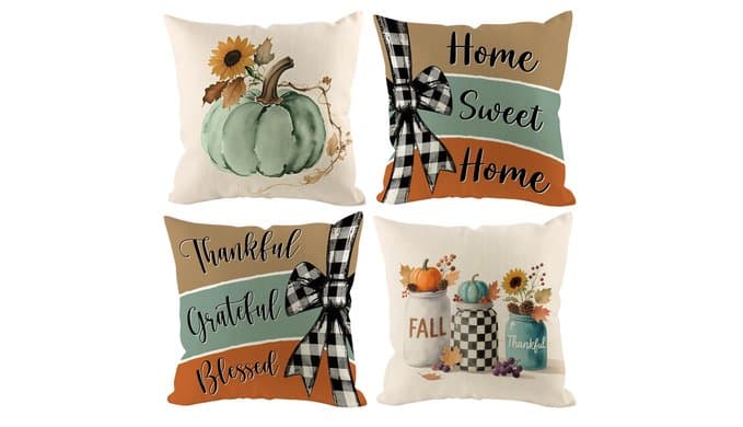 Fall Pumpkin Throw Pillow Covers 18x18 inch Set of 4