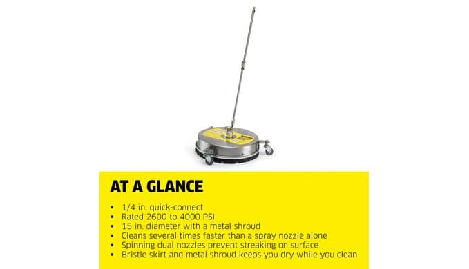 Kärcher Pressure Washer Surface Cleaner 15", 3 Wheels, Stainless Steel, Quick Connect, 4000 PSI, Ideal for Driveways, Patios, Decks, Sidewalks thumbnail 3