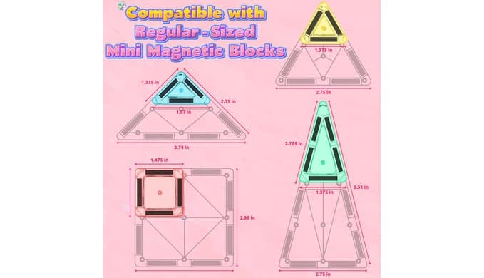 ORZbb Mini Magnetic Tiles Toddler Travel Essentials Set with Case, Magnetic Blocks Building Montessori Educational Learning Sensory Preschool Toys for 3+ Year Old Boys Girls Birthday Gifts thumbnail 3