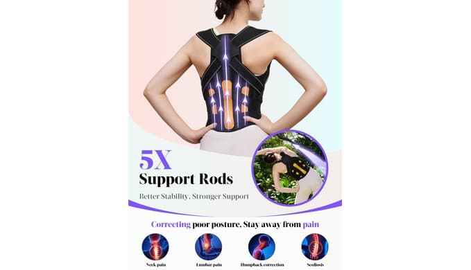 Posture Corrector for Women and Men, 5x Enhanced Support Back Brace, Large thumbnail 2
