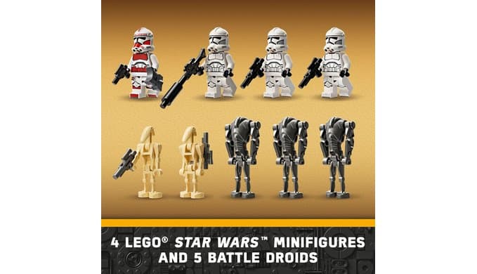 LEGO Star Wars Clone Trooper & Battle Droid Battle Pack Set for Kids, Buildable Toy Speeder Bike Vehicle, Tri-Droid and Defensive Post, Collectible, Gift for Boys and Girls Aged 7 and Up, 75372 thumbnail 3
