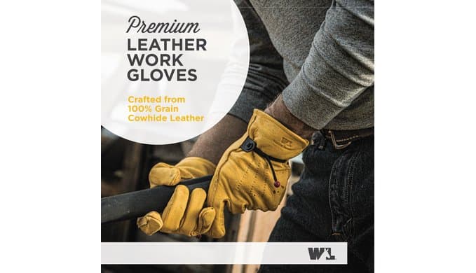 Wells Lamont Work Gloves Men and Women, Cowhide Leather Work Gloves, Adjustable Wrist thumbnail 3