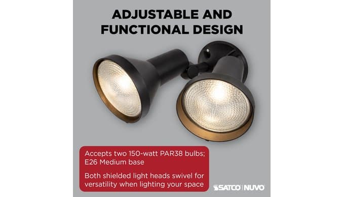Nuvo SF77/495, 2-Light Outdoor Flood Light, Security Light, Bronze thumbnail 5