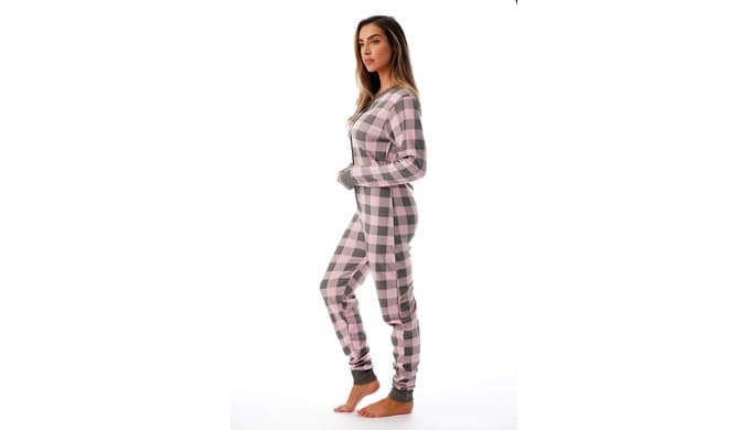 #followme Womens Henley Thermal Onesie Buffalo Plaid and Tie Dye thumbnail 2