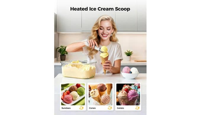 KYX Heated Ice Cream Scoop Rechargeable, Electric Scoop for Hard Ice Cream thumbnail 2