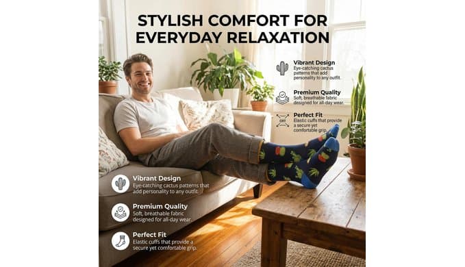 Funny Socks for Men, Crazy Colorful Novelty Fun Cotton Mens Dress Sock 8-12 thumbnail 4