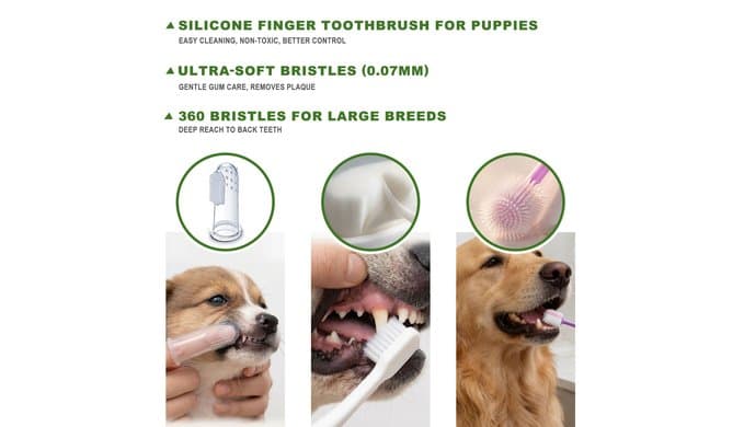 9-Pack Dog Toothbrush Kit, Triple Head & Double Head Dog Toothbrush, 360 Finger SiliconeToothbrush, Multi-Angle Dental Cleaning Brushes for Cat Oral Health thumbnail 4