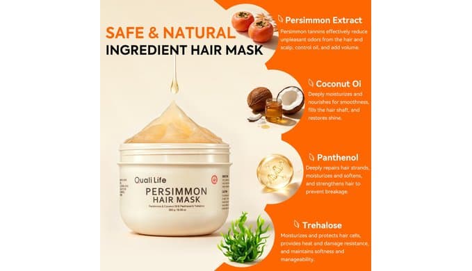 Persimmon Hair Mask for Odor Control, Deep Conditioning, 10.6 Oz thumbnail 3